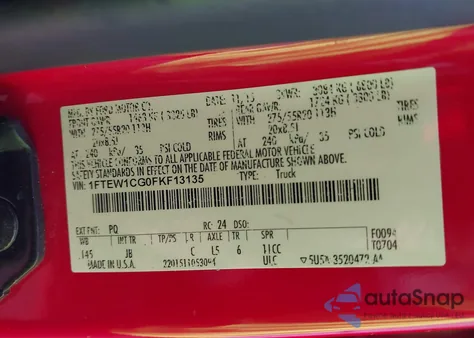 2015 Ford F-150 Xlt z USA, uszkodzony, nr VIN 1FTEW1CG0FKF13135